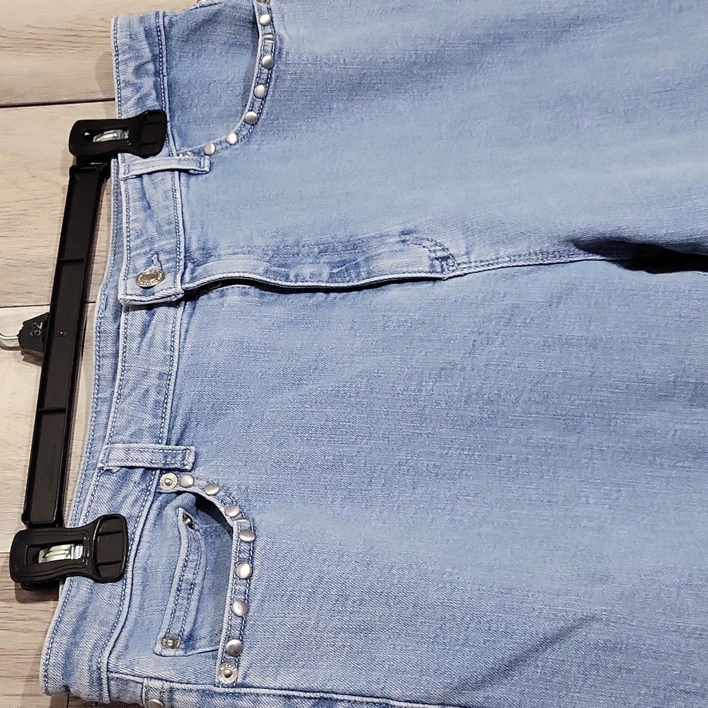 Michael‎ Kors Studded Accent Womens 12 Jeans Cuffed Ankle Lightwash High Rise